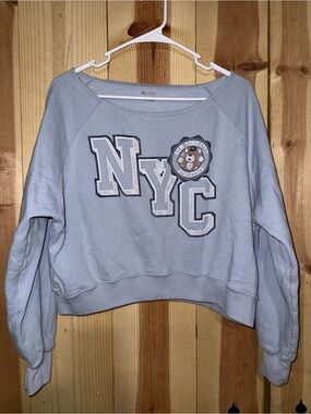 Hollister Light Blue NYC Cropped Sweatshirt